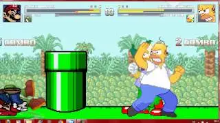 Mugen Mario and Yoshi vs Homer and Krusty