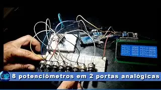 8 potenciômetros em duas portas analógicas do Arduino - CD4052