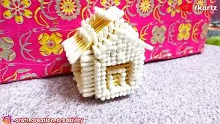 Amazing cotton buds house | How to make a house with cotton buds | Mini house with cotton swabs