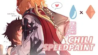 tartaglia x zhongli 🌶️ genshin impact speedpaint