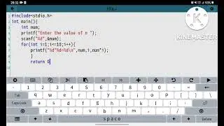 write a program to print table and add it's element