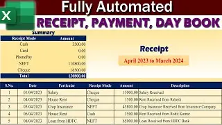 Daybook Entry in Excel | Payment Entry Receipt Entry in Excel