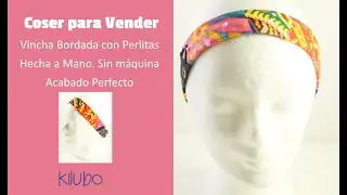 Vincha bordada con Perlitas. Hecha a mano. Acabado perfecto