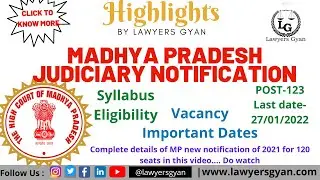 Madhya Pradesh Judiciary Notification 2022 | MP Judiciary Notification | Civil Judge | Lawyers Gyan