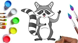How to draw a striped raccoon easy and simple, draw a beautiful and cute raccoon for kids