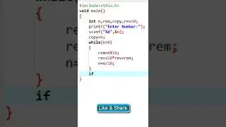 Program to check, given number is palindrome or not in C Programming Language | Learners Region