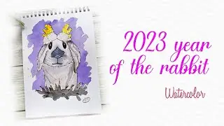 2023 year of the rabbit / watercolor tutorial