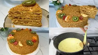 Пешсіз ТАБАДА Медовый торт😍 Медовый торт на сковроде за 30 минут. Ең оңай торт
