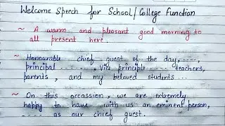 Welcome Speech For School/College Function | Write an Welcome Speech For School and College Function