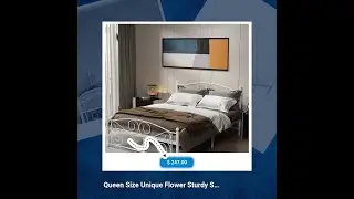Queen Size Unique Flower Sturdy System Metal Bed Frame with Headboard and Footboard