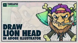 Draw Lion Head in Adobe Illustrator | Timelapse Speed Draw