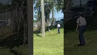 A cadet try’s to talk to a crane bird. #fyp #funny #florida #birds