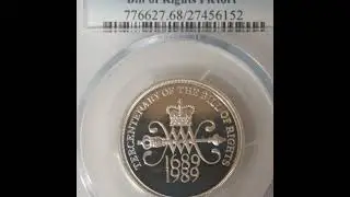 1989 great britain bill of rights piedfort graded proof coin pcgs