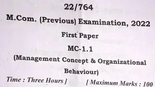 Management Concepts And Organisational Behaviour Question Paper 2022