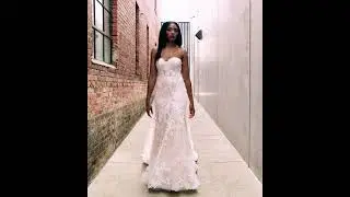Modern Floral Fit-and-Flare Wedding Dress with Detachable Cape | LE1124 by Martina Liana Luxe