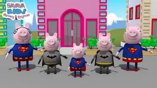 Peppa  Pig Batman VS Superman 3D Animation Nursery Rhymes Finger Family Song For Children and Kids