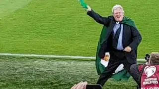 Big Jim McDonald (Charlie Lawson) cheering on Norn Iron against San Marino