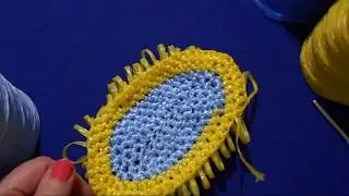 Grater, connected by elongated loops. Crochet.