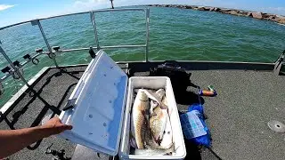 fishing Galveston jetty for speckled trout, redfish, and sheepshead