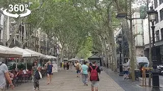 The famous La Rambla boulevard in Barcelona, VR 360 video