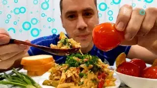 МУКБАНГ/МАКАРОНЫ С ЯЙЦОМ, СОЛЕНЬЯ/МУЖСКОЙ УЖИН/MUKBANG/PASTA/не ASMR/먹방