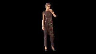 CLO3D Asymmetric flower top look