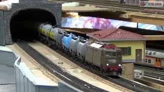 Treni merci nel plastico ferroviario FS Alpigiano.