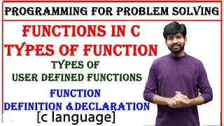 functions, types of functions, types of user defined functions | function definition and declaration
