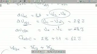 Example 8- What is the change in internal energy of the gas Δ𝑈𝑎𝑐 for path ac? (b) What is 𝑄𝑎𝑏𝑐 for p
