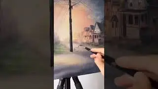 Painting a dark street using acrylics..🎨🚗 