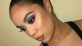 Blue Glitter Half CutCrease Look