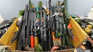 Box of Toy Weapons, Police Rifles, FBI and SWAT Team Rifles, Soldier Rifles & Knife Equipments