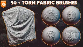 Blender Torn Fabric Brushes. Cloth sculpting in Blender.