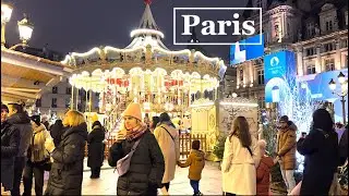 Paris France - Paris Christmas Day Walk - HDR walking in Paris - 4K HDR 60 fps