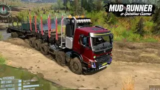 Spintires: MudRunner - VOLVO FMX 6X6 Pulls Out of The Ditch Stuck Gasoline Tank Truck MOD 2022