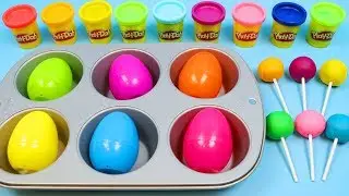 Using Play Doh to Magically Grow 6 Big Surprise Eggs Filled with Disney Toys, Trolls, & More!