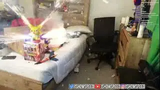 speed room catch on fire and blows up his room and gets whooped #speed #fireworks #house