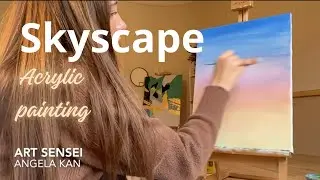 How to Easily Paint a Smooth Gradient Sky and Clouds 🌥️