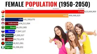 top 10 country with highest female population (1950 - 2050)