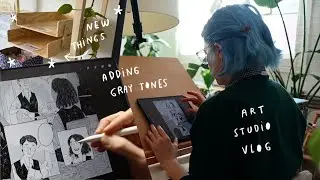 painting graphic novel on procreate ☁ quiet day in my art studio