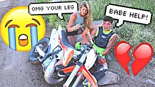JOSH CRASHED HIS DIRTBIKE! BROKEN LEG *PRANK*