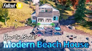 Modern Beach House CAMP Build Showcase & How to Build 2x Speed Tutorial #Fallout76