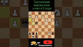 Тактическая жертва коня и мат в 3 хода #shorts #chess #шахматы