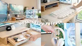 cozy desk setup | unbox, organise, & refresh with me ☕☁️✨