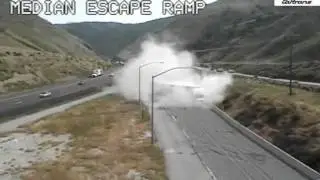 Truck with brake failure uses escape ramp in California