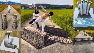 Funny 3D Art Work Painting On Road With Charcoal Since 2020