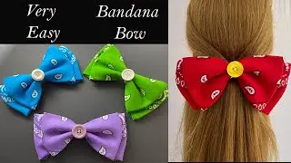 Very Easy 🤩 How to Make a Bandana Hair Bow | Hair Clip with Fabric Bow | Bandana Sailor Hair Bow