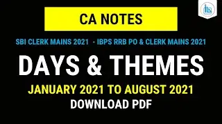 Important Days and Themes 2021 - January 2021 to August 2021 | 