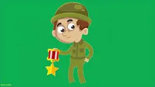 Green Screen Vector Cartoon Army Character