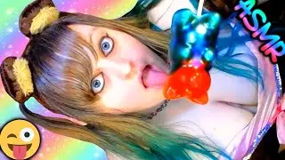 ASMR 🐻🍭 CHUBBY GiRL GUMMY BEAR ♡ GiANT LOLLiPOP, Mouth Sounds, Fat, Teddy Bear, Italian Ice Cream ♡